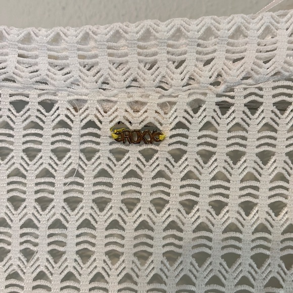 Roxy Open Knit Mesh Lace Multicolor Rainbow Poncho Cape Boho Crochet Coverup S - Picture 6 of 11